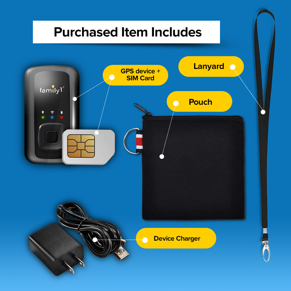 Family1st Senior GPS Tracker (Pouch and Lanyard Included)